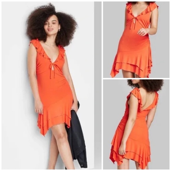 NWT! Wild Fable Handkerchief Hem Fit & Flare Mini Dress - Picture 1 of 10